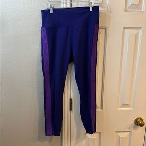 Fabletics Purple Leggings with Side Stripes